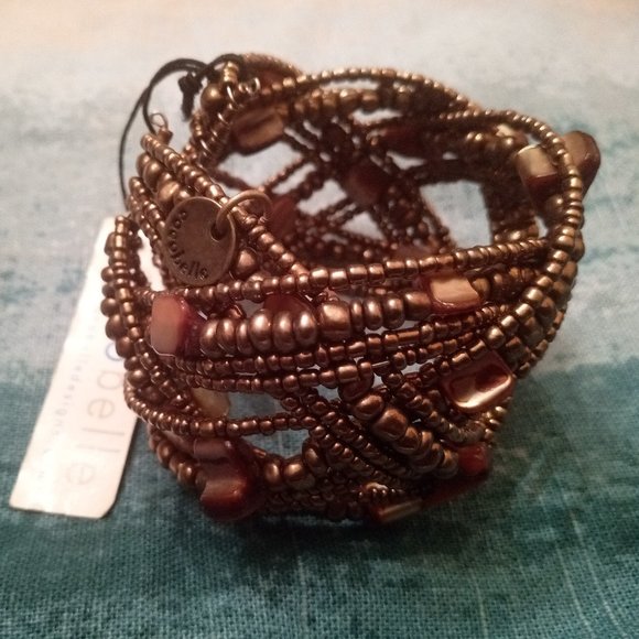 Cocobelle Beaded Cuff Bracelet in Brown NWT - Picture 7 of 8